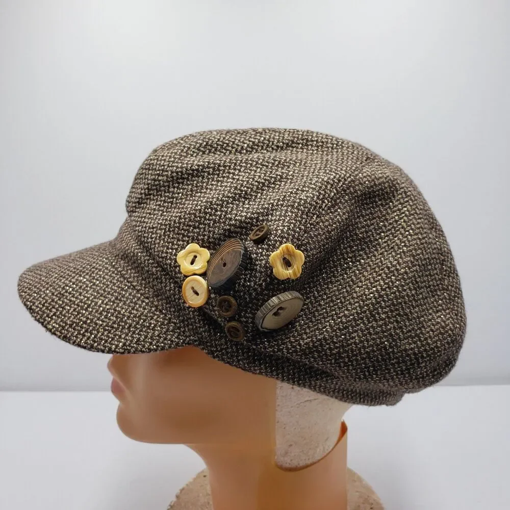 Old Navy 2006 Y2K Women's Cabbie Newsboy Cap Hat Tweed One Size